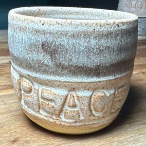 Studio Art Pottery MUG w/ “Peace” - Handmade 3.75 wide x 3.5” Tall - Nice!